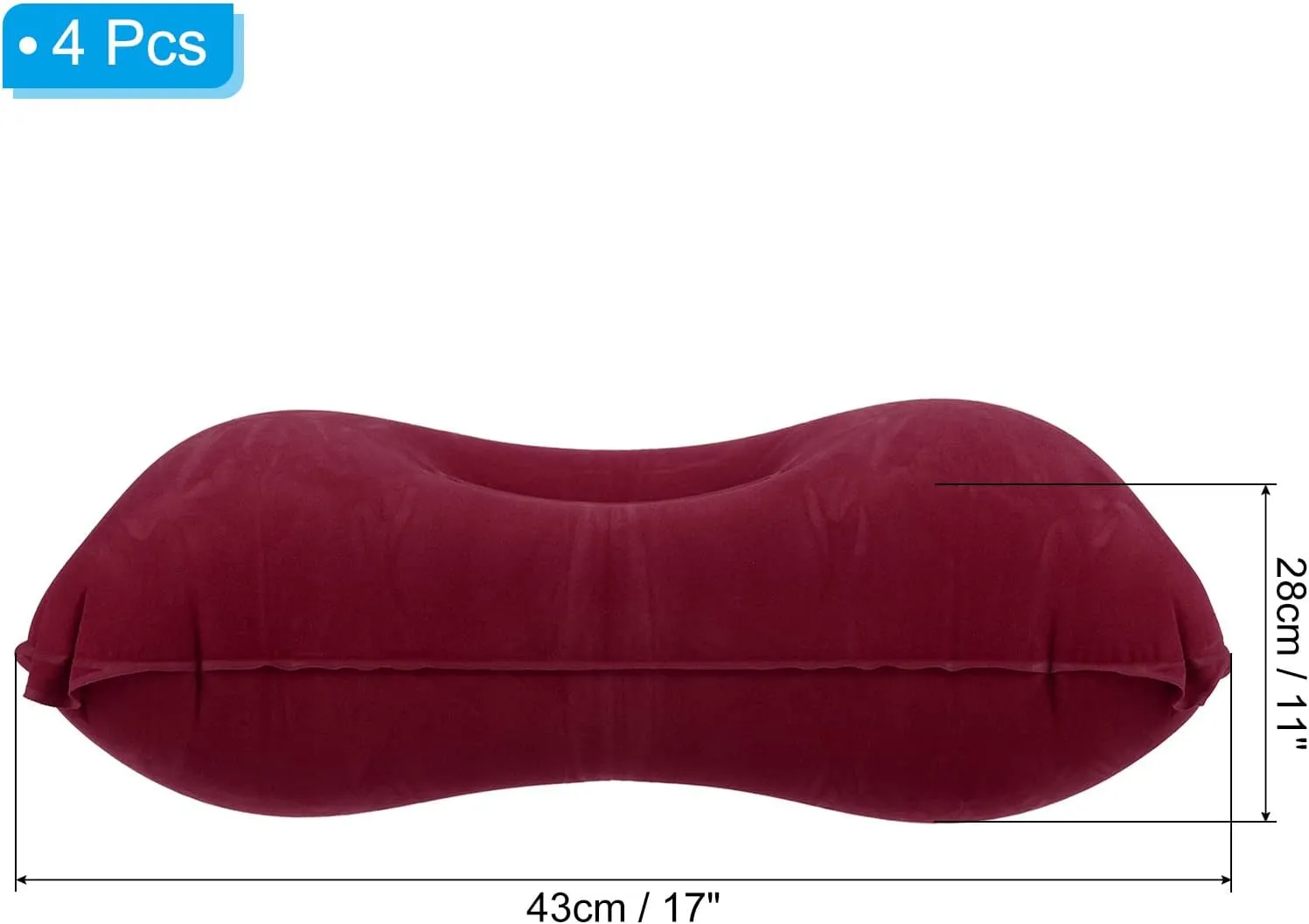 PATIKIL Inflatable Pillow, 4 Pack Ultralight Camping Travel Pillow Desk Rest Neck Support for Hiking Backpacking Office, Wine Red