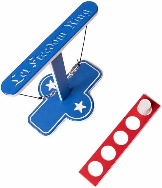 Patriot T Hook & Ring Toss Game – USA-Made, Durable & Easy Setup | Great for 4th of July, BBQs, Backyard Fun & Family Gatherings | Party Game for All Ages | Includes Peg & Scoreboard