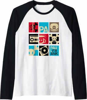 Paul Frank Julius Skull & Crossbones Music Pop Art Raglan Baseball Tee