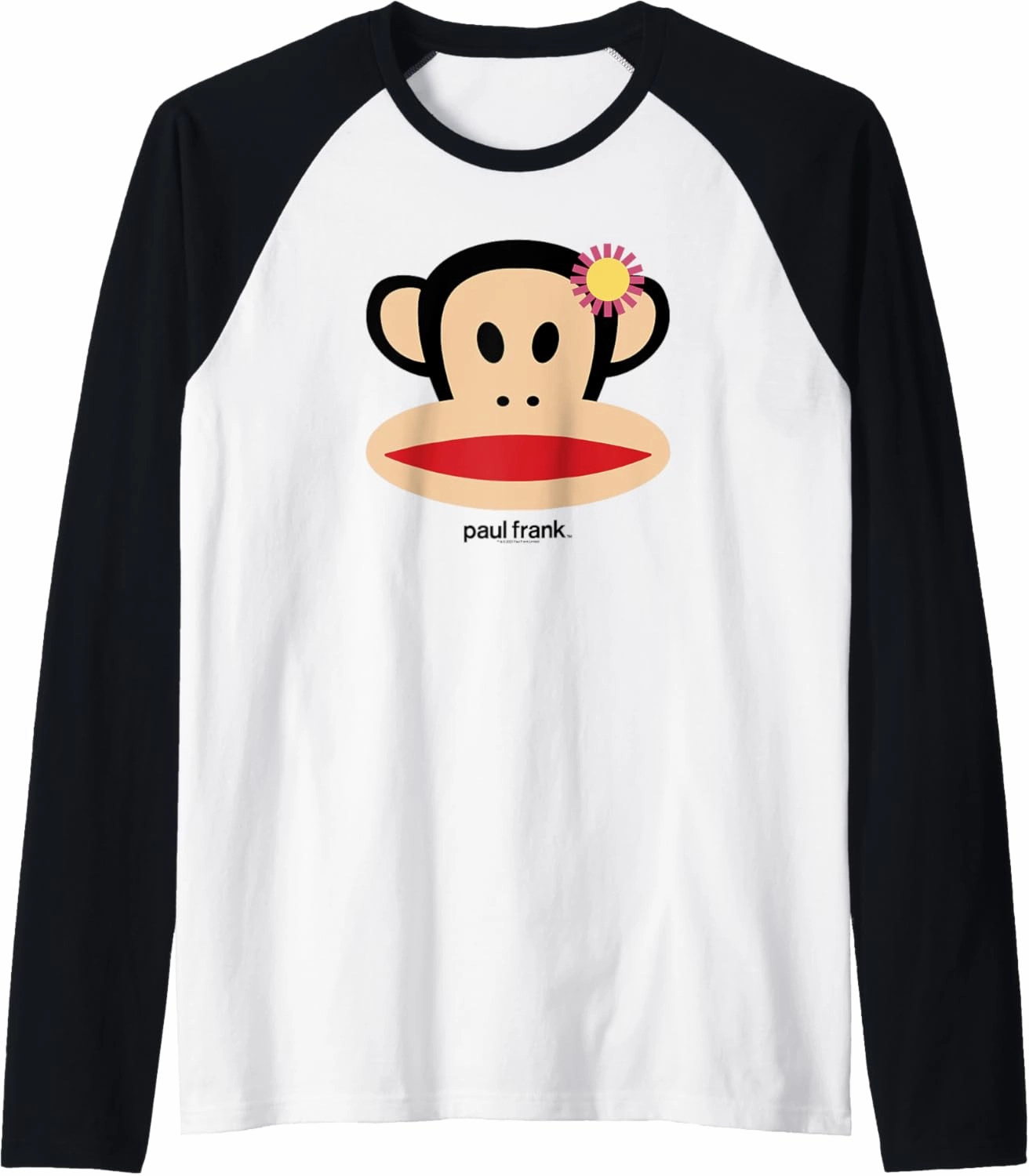 Paul Frank Spring Time Julius Flower Decor Face Portrait Raglan Baseball Tee