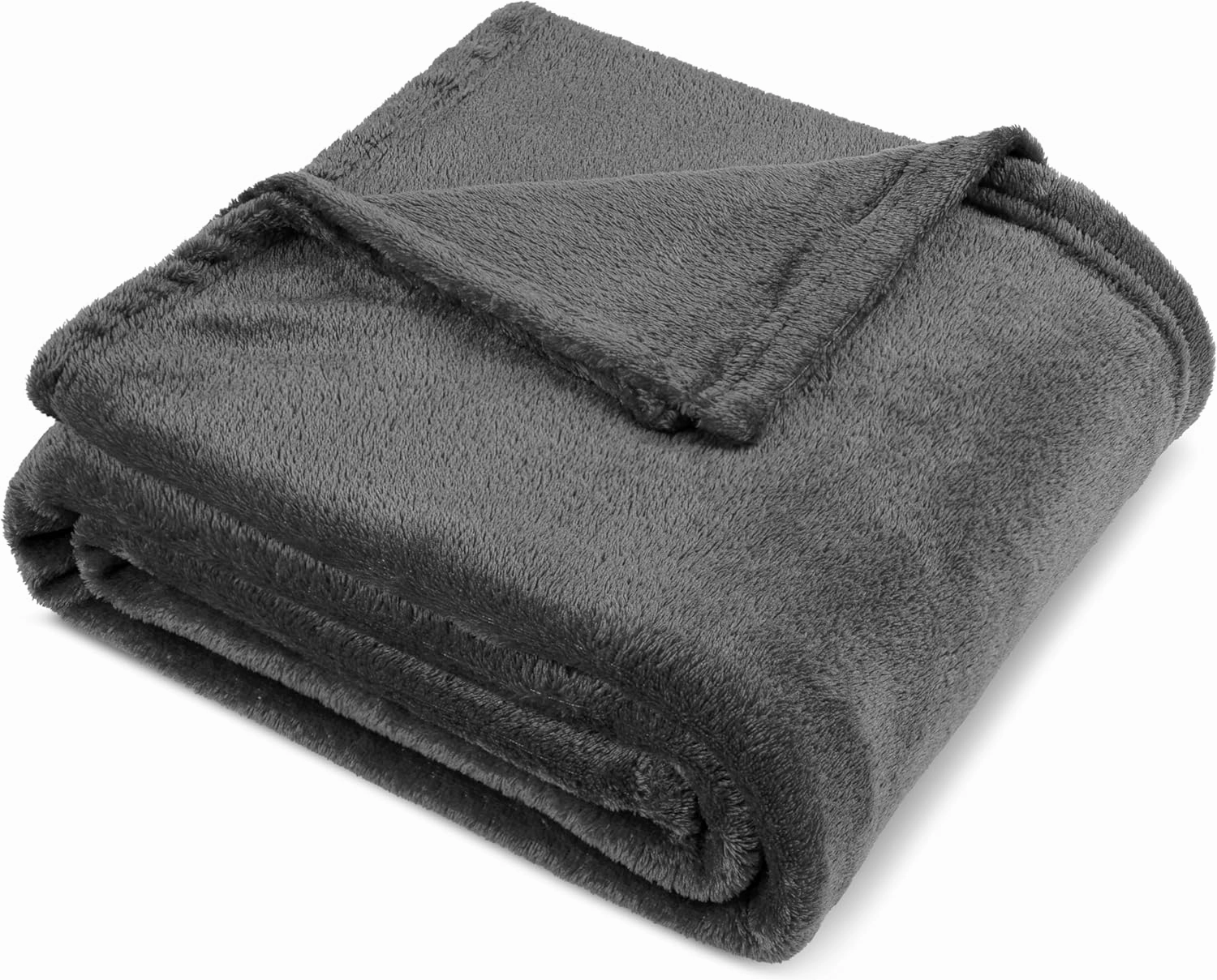 PAVILIA Grey Fleece Throw Blanket for Couch Twin Size, Dark Charcoal Super Soft Fuzzy Flannel Throw for Sofa, Luxury Plush Microfiber Blanket Twin Bed, Home Decorative Velvet Gift Blanket, 60x80