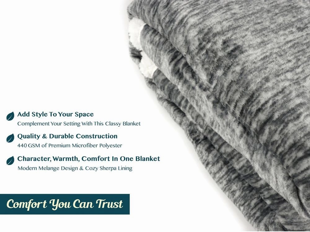 PAVILIA Melange Dark Gray Sherpa Blanket Throw for Couch, Warm Soft Cozy Reversible Blanket Sofa Bed, Thick Plush Large Fleece Car Blanket, Decorative Home Room Decor Gifts Men Women, 50x60 Dark Grey