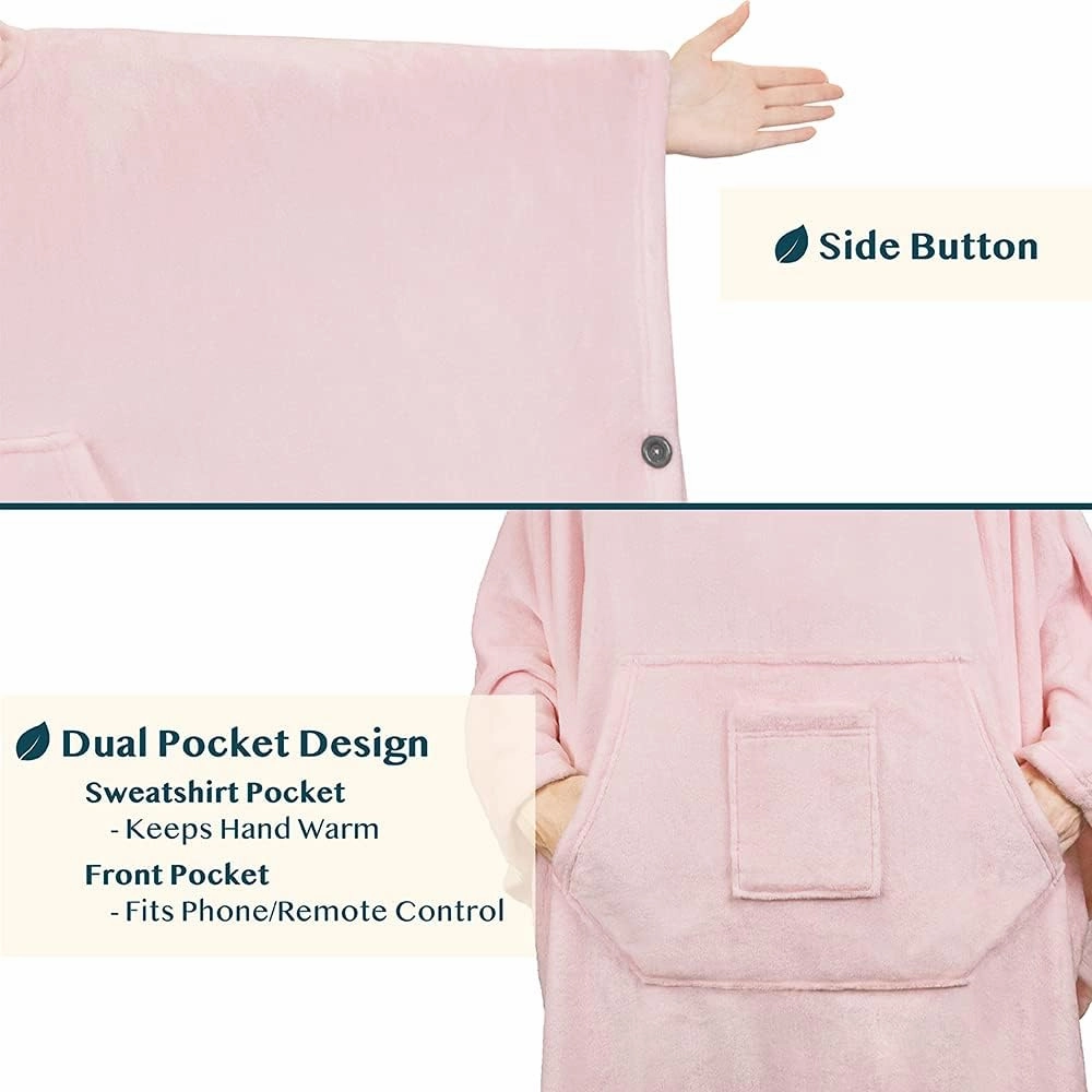 PAVILIA Wearable Blanket Poncho Women Men, Oversized Hoodie Sweatshirt Sweater Neck Warmer, Fleece Soft Hug Sleep Pod Adult