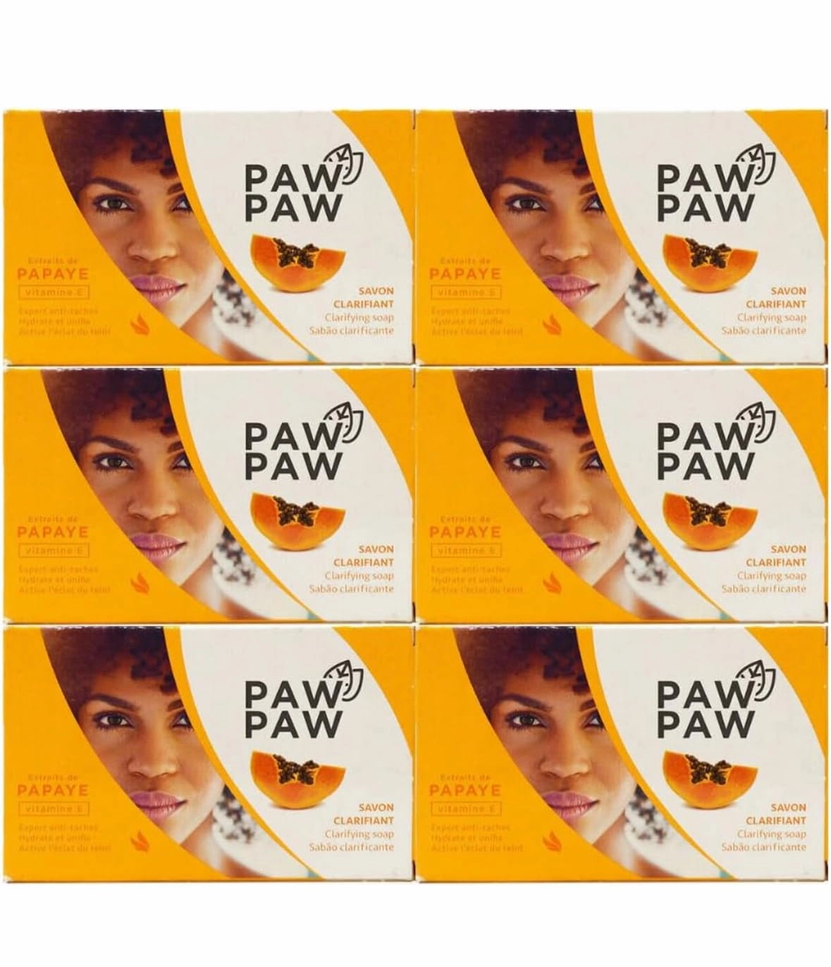 Paw Paw Papaya Clarifying Soap, Natural Skin Care, pack of 6