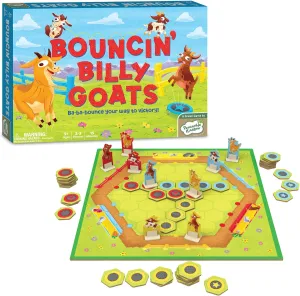 Peaceable Kingdom Bouncin’ Billy Goats Family Board Game - Practice Strategy with Family Games for Kids and Adults