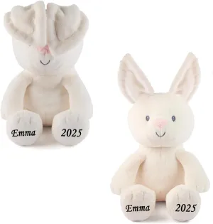 Peek-a-Boo Baby Stuffed Animal Toys Interactive Squeeze Play Plush Animals for Baby Boy or Girls Personalized with Custom Name (White Bunny)