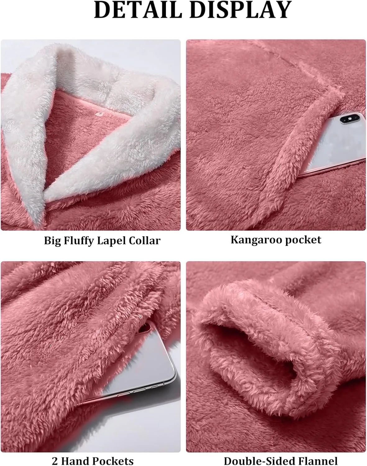 PEHMEA Women's Fluffy Fleece Pajamas Set Winter 2 Piece Plush Pullover and Pants Loungewear Sleepwear