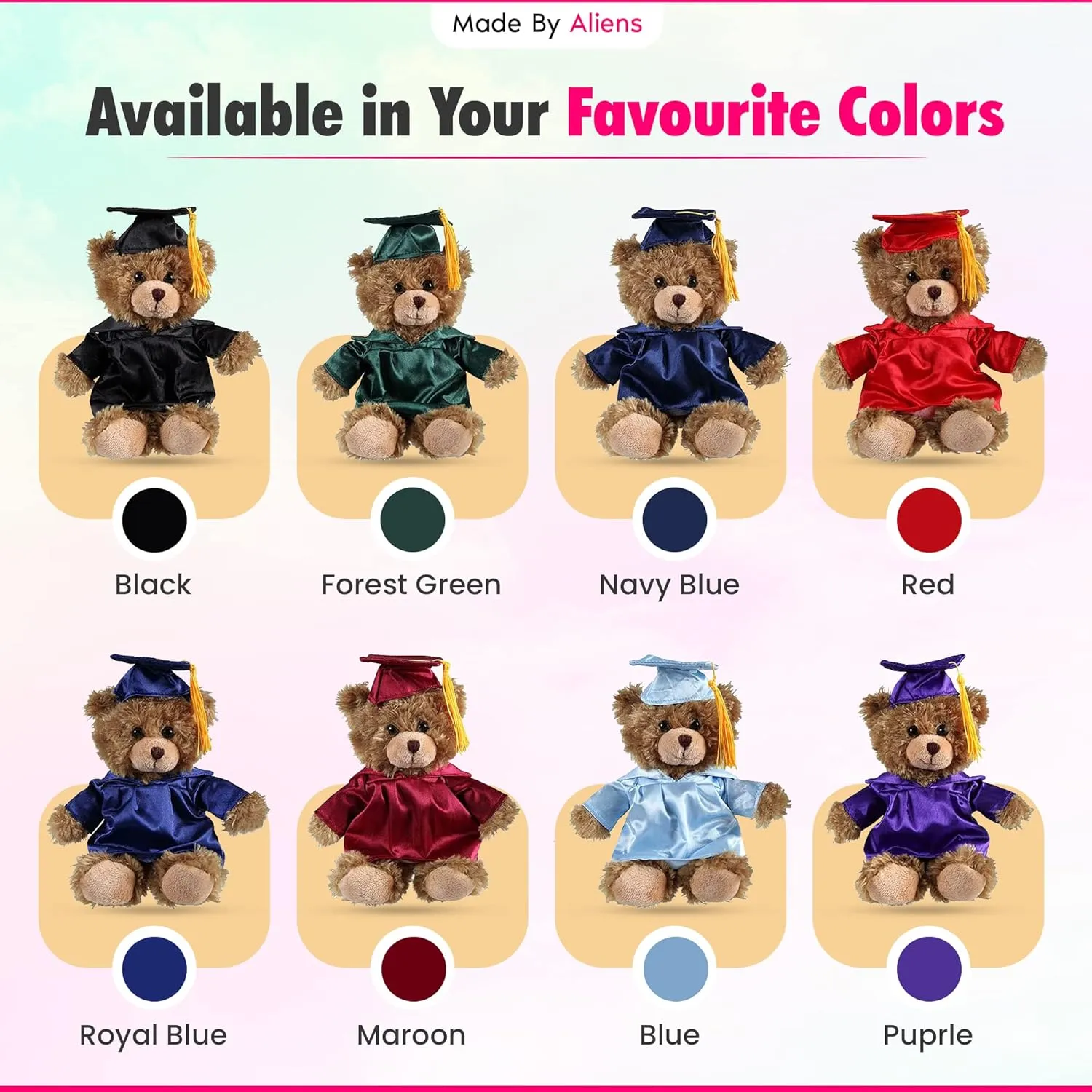 Personalized 2025 Graduation Mocha Teddy Bear – Custom Plush with Cap & Gown – 6 inch Cute Stuffed Animal for Graduates - Best Grad Gift for College High School Kindergarten Achievements (Royal Blue)