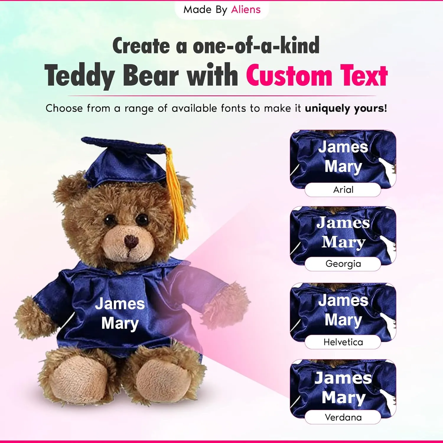 Personalized 2025 Graduation Mocha Teddy Bear – Custom Plush with Cap & Gown – 6 inch Cute Stuffed Animal for Graduates - Best Grad Gift for College High School Kindergarten Achievements (Royal Blue)