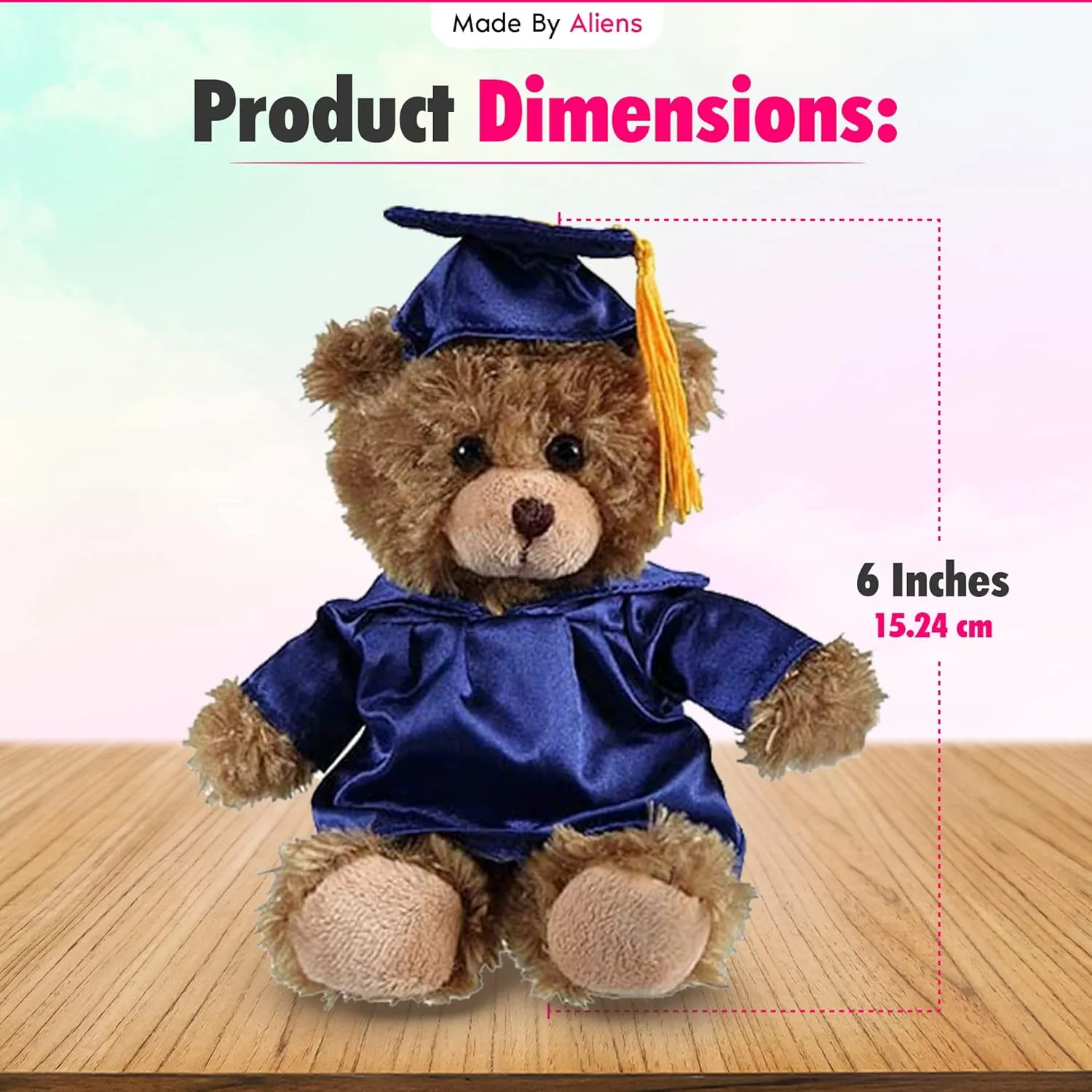 Personalized 2025 Graduation Mocha Teddy Bear – Custom Plush with Cap & Gown – 6 inch Cute Stuffed Animal for Graduates - Best Grad Gift for College High School Kindergarten Achievements (Royal Blue)
