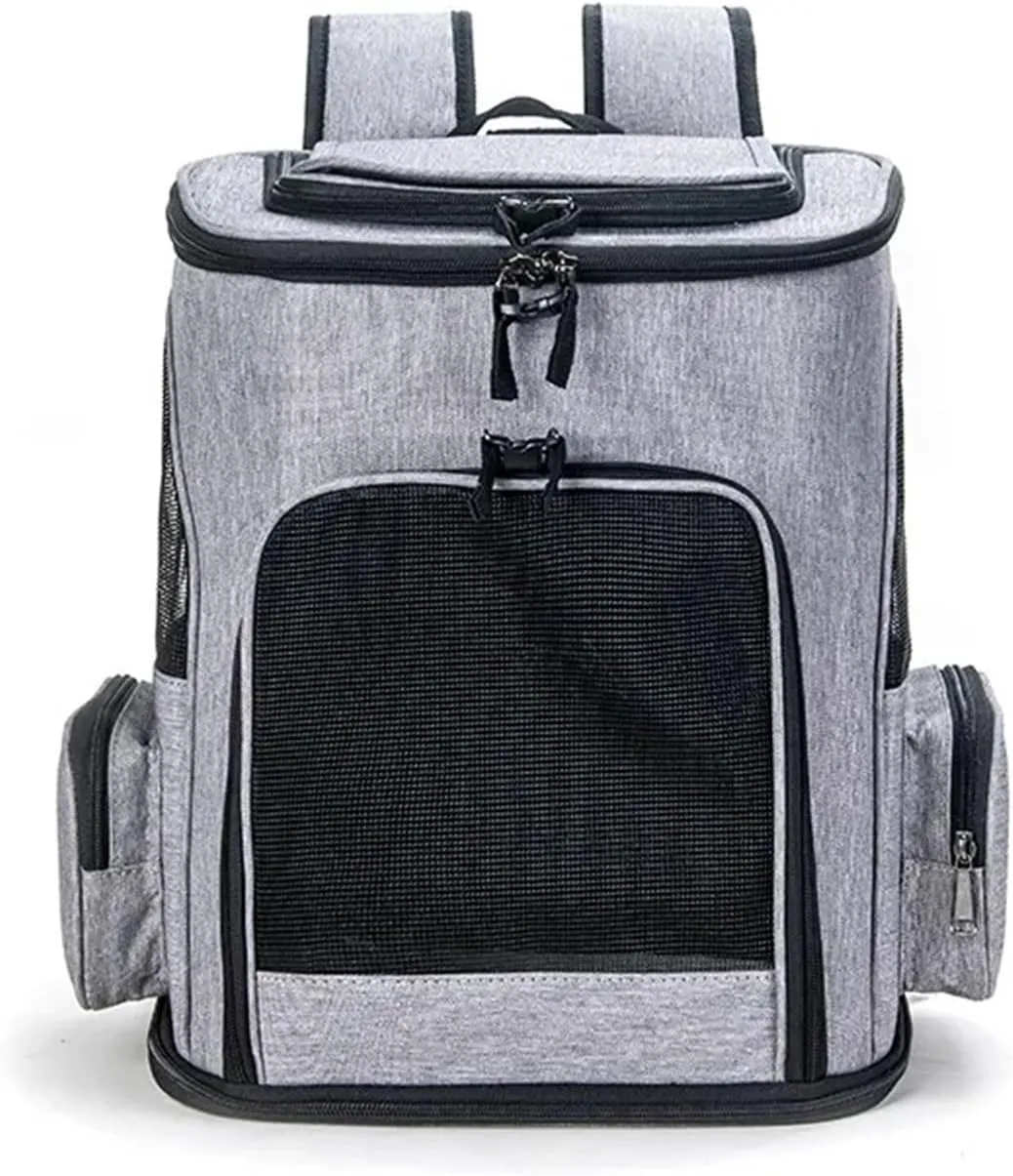 Pet Supplies Out Puppy Backpack Expandable Pet Bag Large Capacity Breathable Portable Cat Backpack Foldable Dog Bag(Gray)