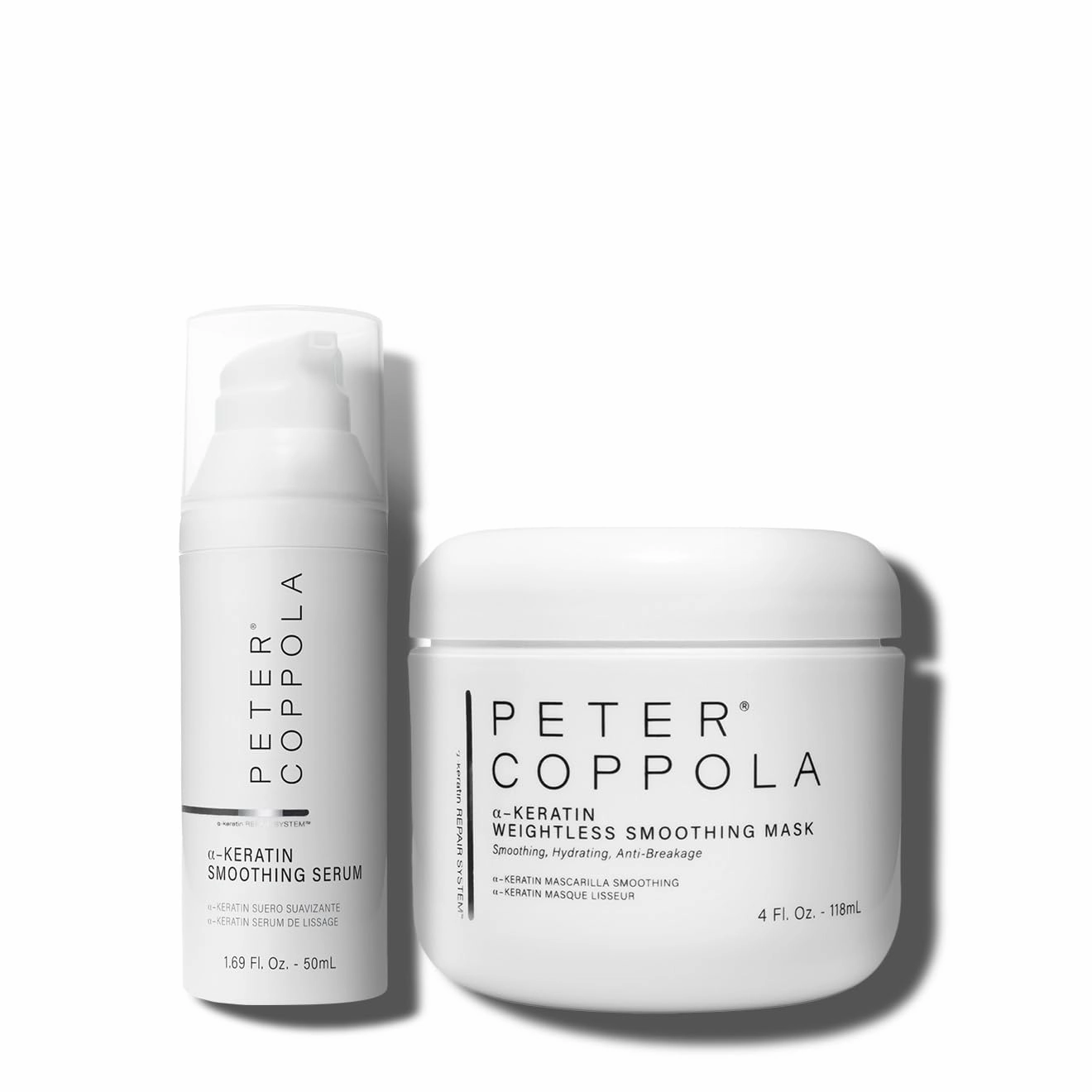 PETER COPPOLA a-Keratin Soft & Smooth Duo (5.69 Fl Oz) - Hair Care Duo Set - Deep Conditioning Mask & Serum - Moisturizing - Damaged, Frizzy, All Hair Types