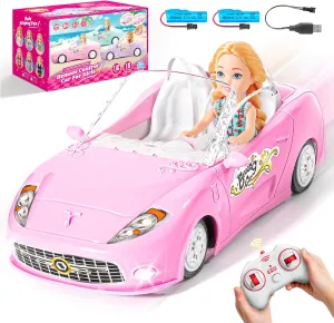 Pink Remote Control Car for Girls, 1:18 Scale RC Cars with LED Light, 2.4 GHZ Pink Truck Toy with 100 Min Long-Lasting Rechargeable Batteries, Gifts for Boys Girls Aged 4-7