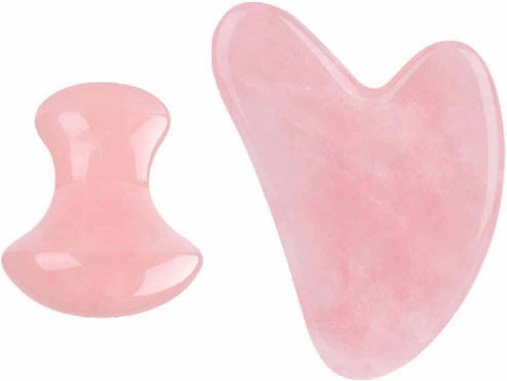 Pink Rose Quartz Jade Massager Roller Gouache Scraper Set Natural Crystal Stone Gua Sha Board Face Tool,type 4