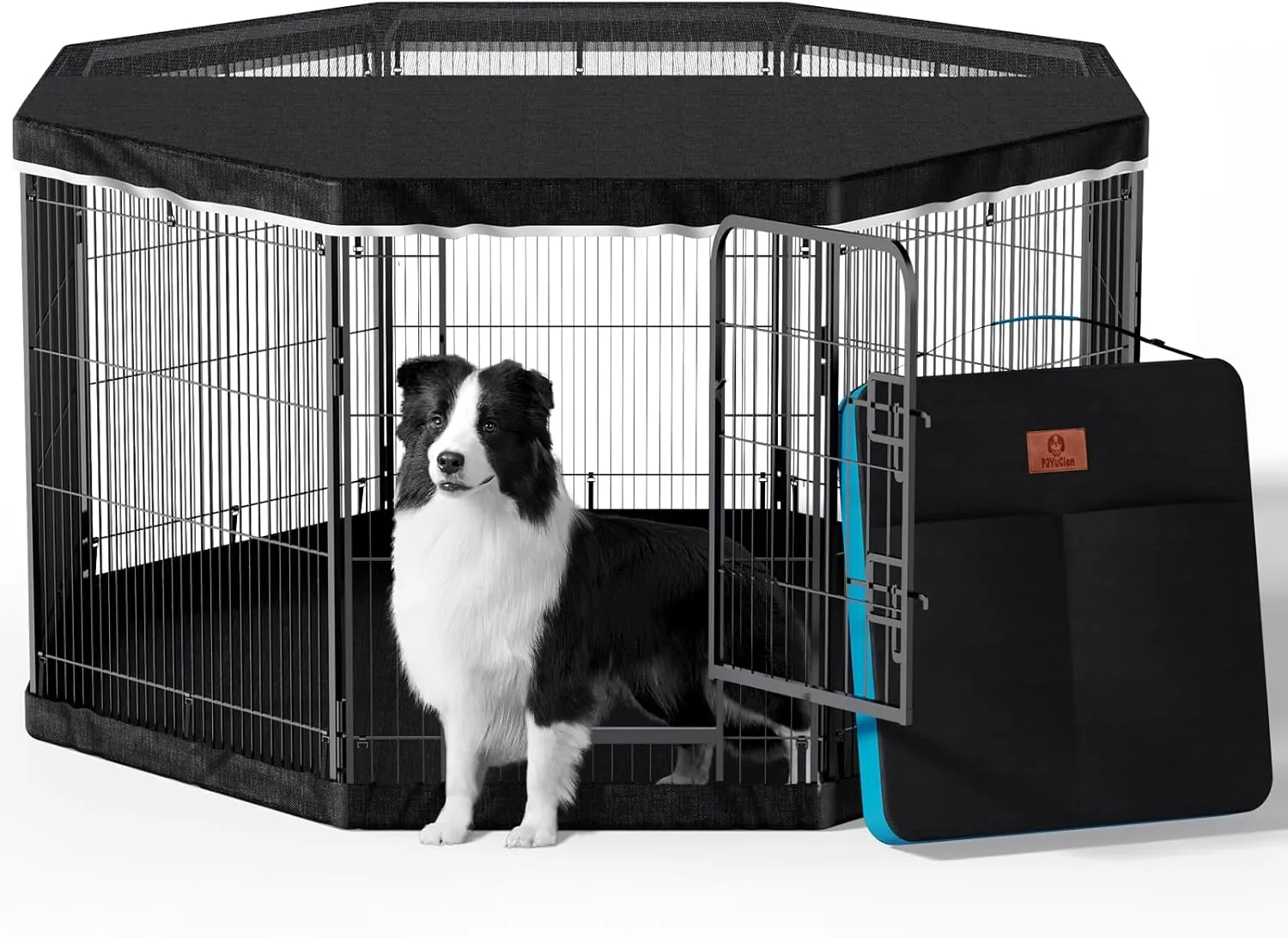 PJYuCien Dog Playpen Plus Storage Bag for Camping, 32" H Dog Pen with Extra Hard Bottom and Top，Heavy Duty Foldable Puppy Playpen for Puppies/Small and Medium Dogs, 8 Panels