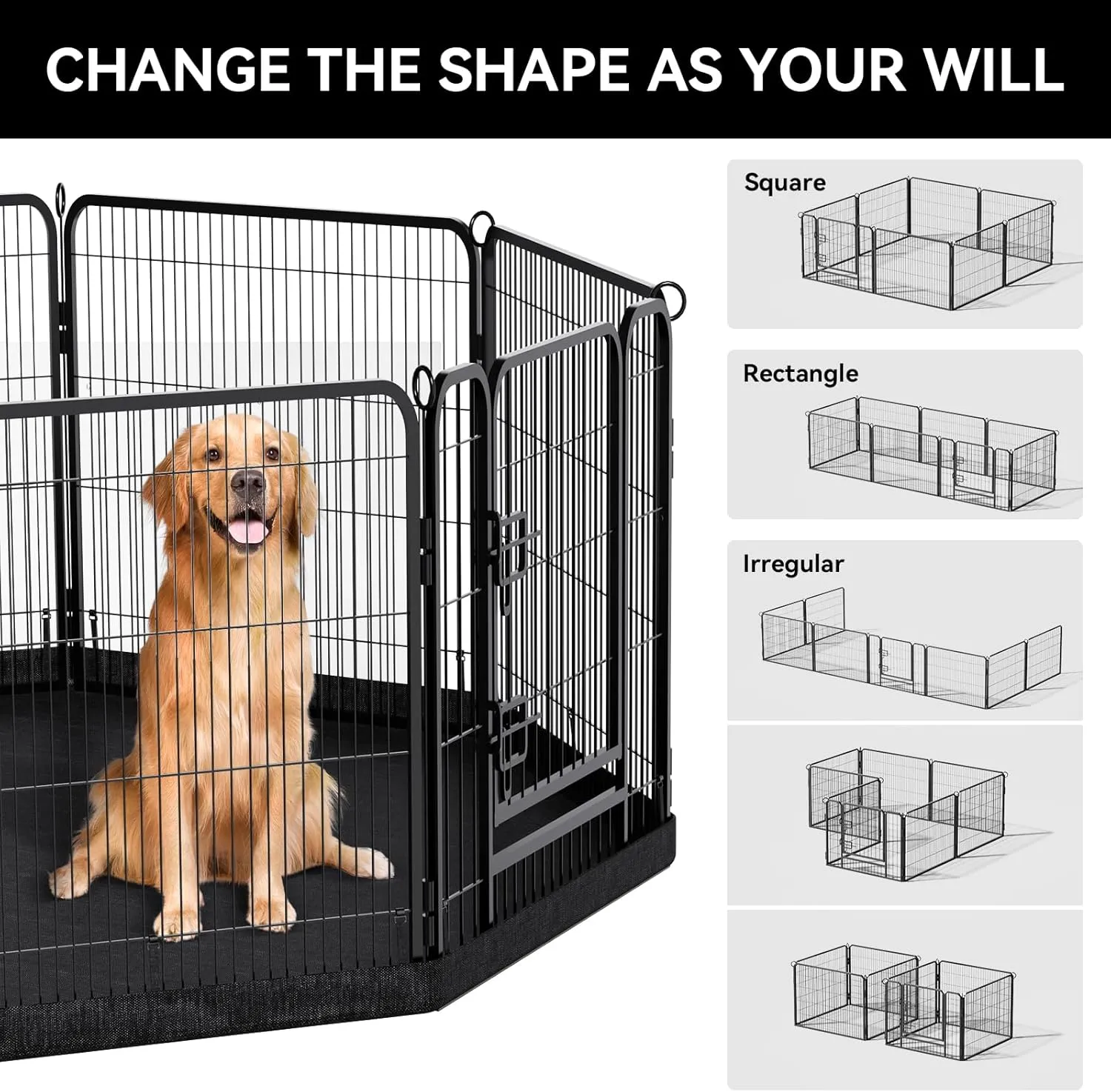 PJYuCien Dog Playpen Plus Storage Bag for Camping, 32" H Dog Pen with Extra Hard Bottom and Top，Heavy Duty Foldable Puppy Playpen for Puppies/Small and Medium Dogs, 8 Panels