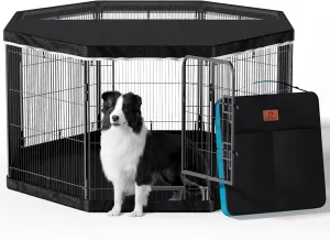PJYuCien Dog Playpen Plus Storage Bag for Camping, 32" H Dog Pen with Extra Hard Bottom and Top，Heavy Duty Foldable Puppy Playpen for Puppies/Small and Medium Dogs, 8 Panels