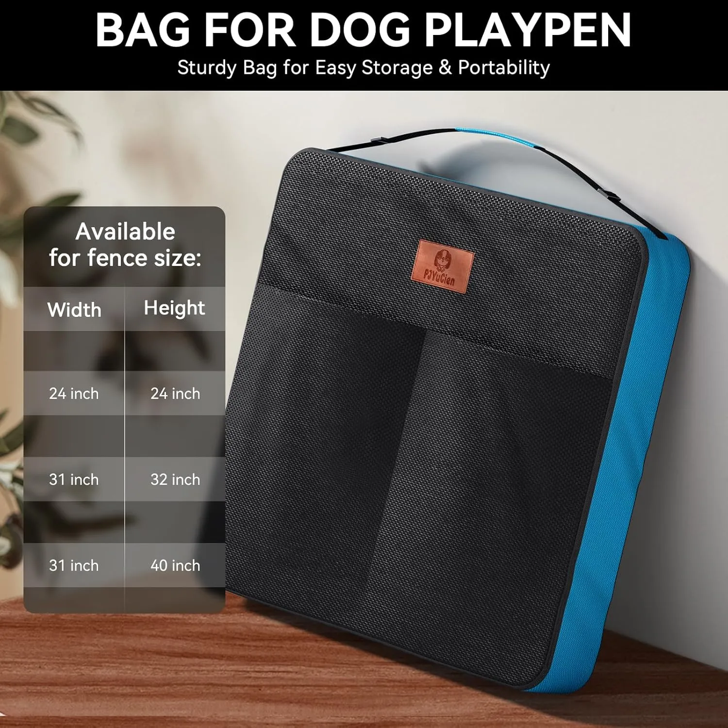 PJYuCien Dog Playpen Plus Storage Bag for Camping, 32" H Dog Pen with Extra Hard Bottom and Top，Heavy Duty Foldable Puppy Playpen for Puppies/Small and Medium Dogs, 8 Panels
