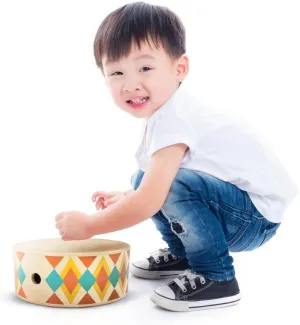 PlanToys Rhythm Box - Sustainably-Made Toddler Drums Based on Cajon Hand Drum Box for Creativity and Fine Motor Skills, Made with Natural Wood, Glues, and Pigments