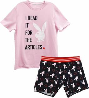 Playboy Men's Amazon Exclusive Pajama Lounge Set Includes Soft Cotton Tee and Boxer Brief, S-XL