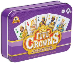 PlayMonster Five Crowns Collectible Tin – Card Game for Kids and Adults, Family Game Night, The Game isn’t Over Until the Kings Go Wild!, 5 Suited Rummy Style Card Game, 1-7 Players, Ages 8 