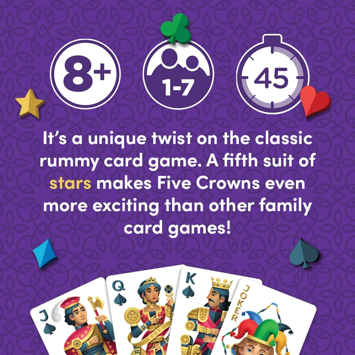 PlayMonster Five Crowns Collectible Tin – Card Game for Kids and Adults, Family Game Night, The Game isn’t Over Until the Kings Go Wild!, 5 Suited Rummy Style Card Game, 1-7 Players, Ages 8 