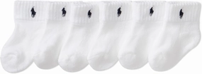 Polo Ralph Lauren Baby Classic Sport Ankle Socks-6 Pair Pack-Soft Stretchy Yarn & Stay Up Top