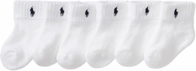 Polo Ralph Lauren Baby Classic Sport Ankle Socks-6 Pair Pack-Soft Stretchy Yarn & Stay Up Top