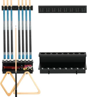 Pool Cue Rack Stick Holder Billiards Pool Cue Rack Hardwood Pool Cue Set Holder for 8 Cues Sticks Storage Pool Table Accessories Equipment Organizer