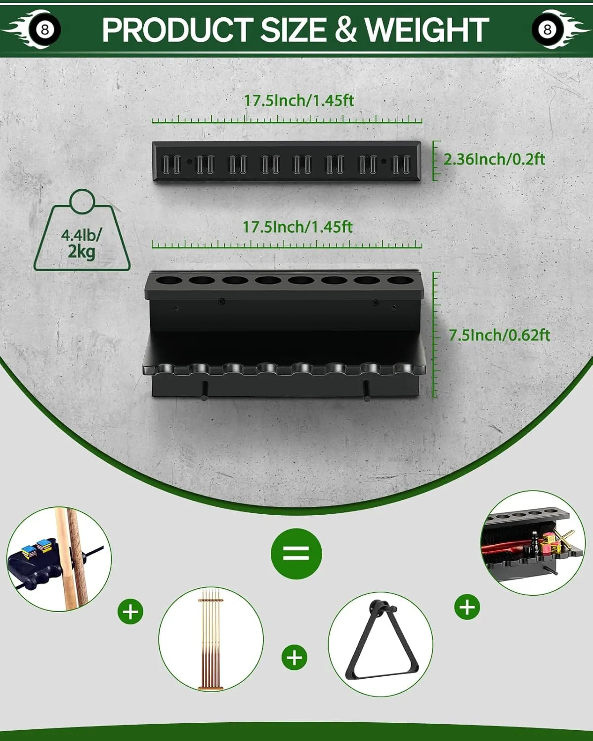 Pool Cue Rack Stick Holder Billiards Pool Cue Rack Hardwood Pool Cue Set Holder for 8 Cues Sticks Storage Pool Table Accessories Equipment Organizer
