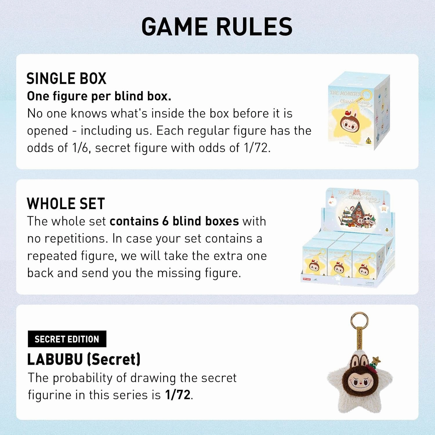 POP MARTTHE MONSTERS Classic Series-Sparkly Blind Box, THE MONSTERS Blind Box Figures, Random Design Collectible Toys Home Decorations, Holiday Birthday Gifts, Single Box