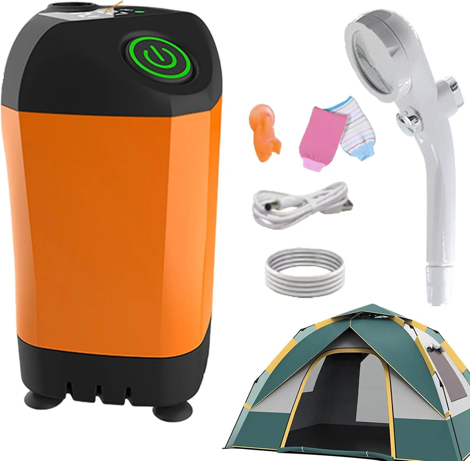 Portable Shower - Camping Shower Bag, Electric Shower Pump | Detachable Handheld Showerhead, Compact And Lightweight Design Perfect In Outdoor Adventures, Beach Washing, And Pet Cleaning During Travel