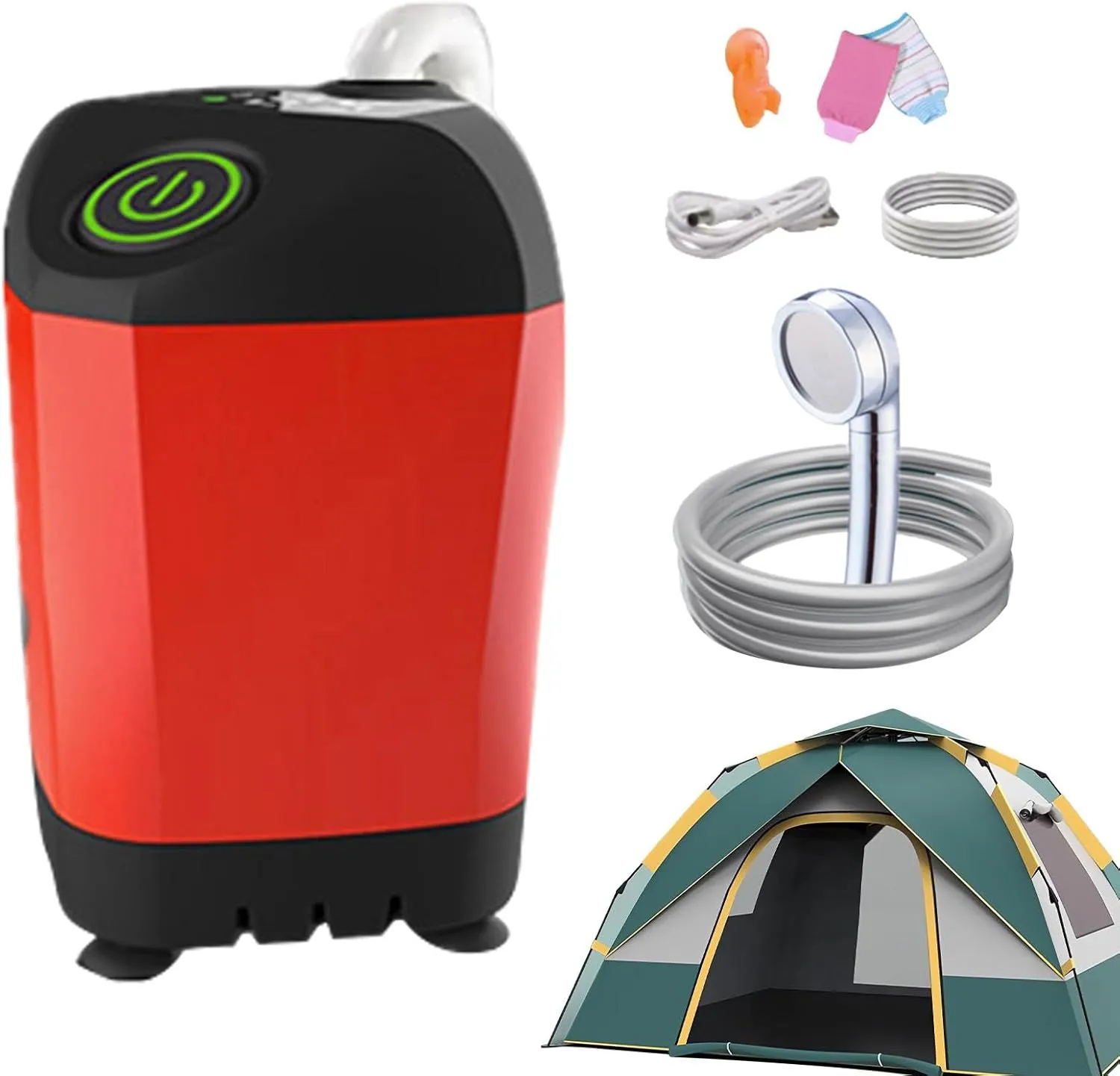 Portable Shower - Camping Shower Bag, Electric Shower Pump | Detachable Handheld Showerhead, Compact And Lightweight Design Perfect In Outdoor Adventures, Beach Washing, And Pet Cleaning During Travel