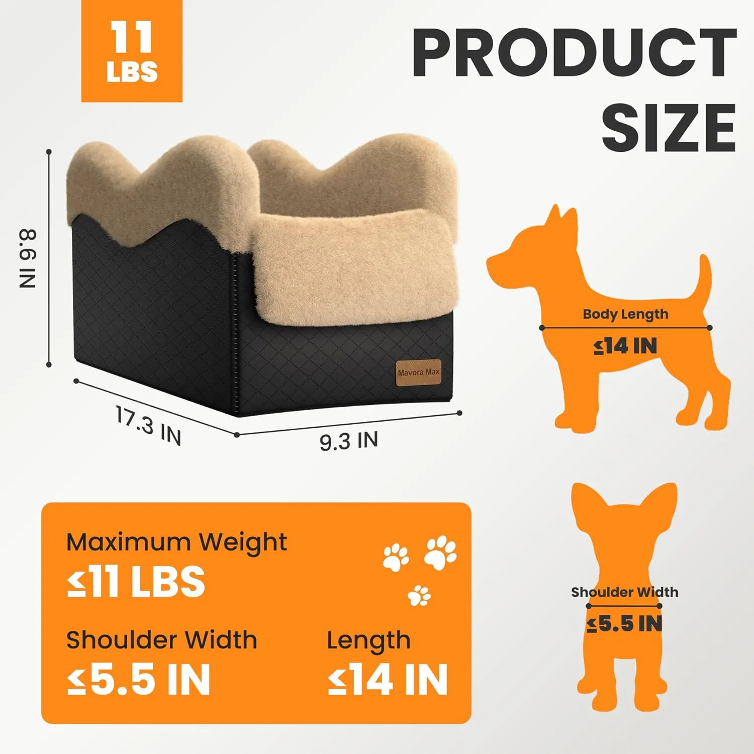 Portable Small Dog Seat for Car,Luxury Center Console Dog Car Seat Booster with Safety Tethers,Auti-Collapse Pet Travel Carrier for SUV,Truck.(Black/Brown)