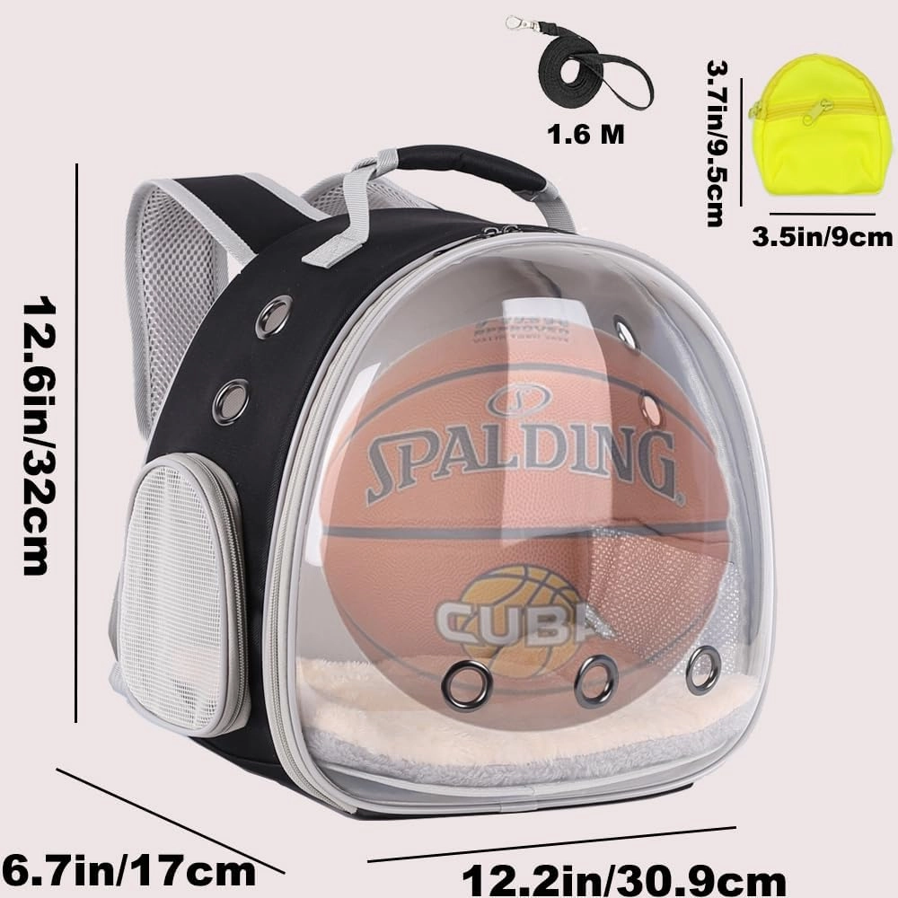 Portable Guinea Pig Backpack with Small Bag Harness and Leash Set, Space Capsule Bubble Pet Carrier Cage Travel for Rabbit, Bearded Dragon, Sugar Glider (Yellow, Backpack Bag)