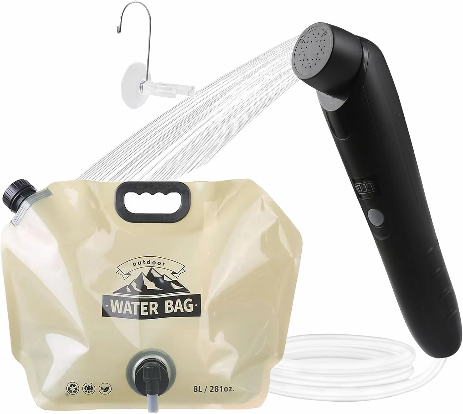 Portable Outdoor Shower, Handheld Electric Shower 8L Water Bag, IPX6 Waterproof, USB Charging, Compact and Lightweight, Suitable for Outdoor Camping, Beach Shower, Hiking, pet Bathroom