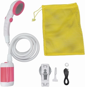 Portable Shower Set,Camping Outdoor Shower Camp Shower Head Handheld Camping for Hiking Beach Pet Cleaning(Pink)