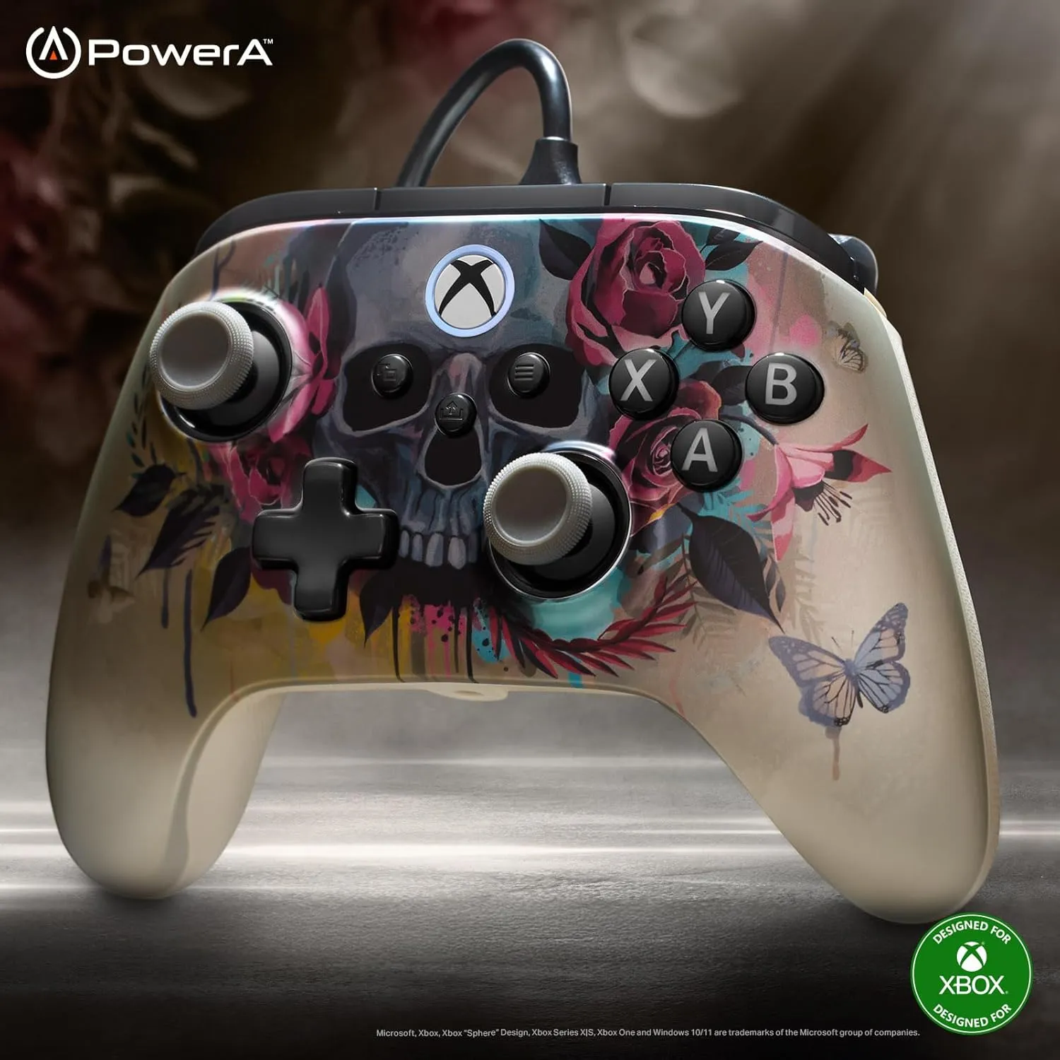 PowerA Advantage Plus Wired Controller for Xbox Series X|S - Bloom & Gloom, officially licensed, adjustable height thumbsticks, hall effect, mappable buttons, works with Xbox One and Windows 10/11 PC