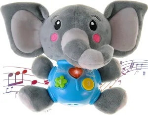 PowerTRC Plush Elephant Music Baby Toys 0-6 Months 6-12 Months Light Up Infant Toys 0-3 Months Elephant Toys Stuffed Animals for Girls New Born Baby Toys Boys & Girls Toddlers Musical Toys
