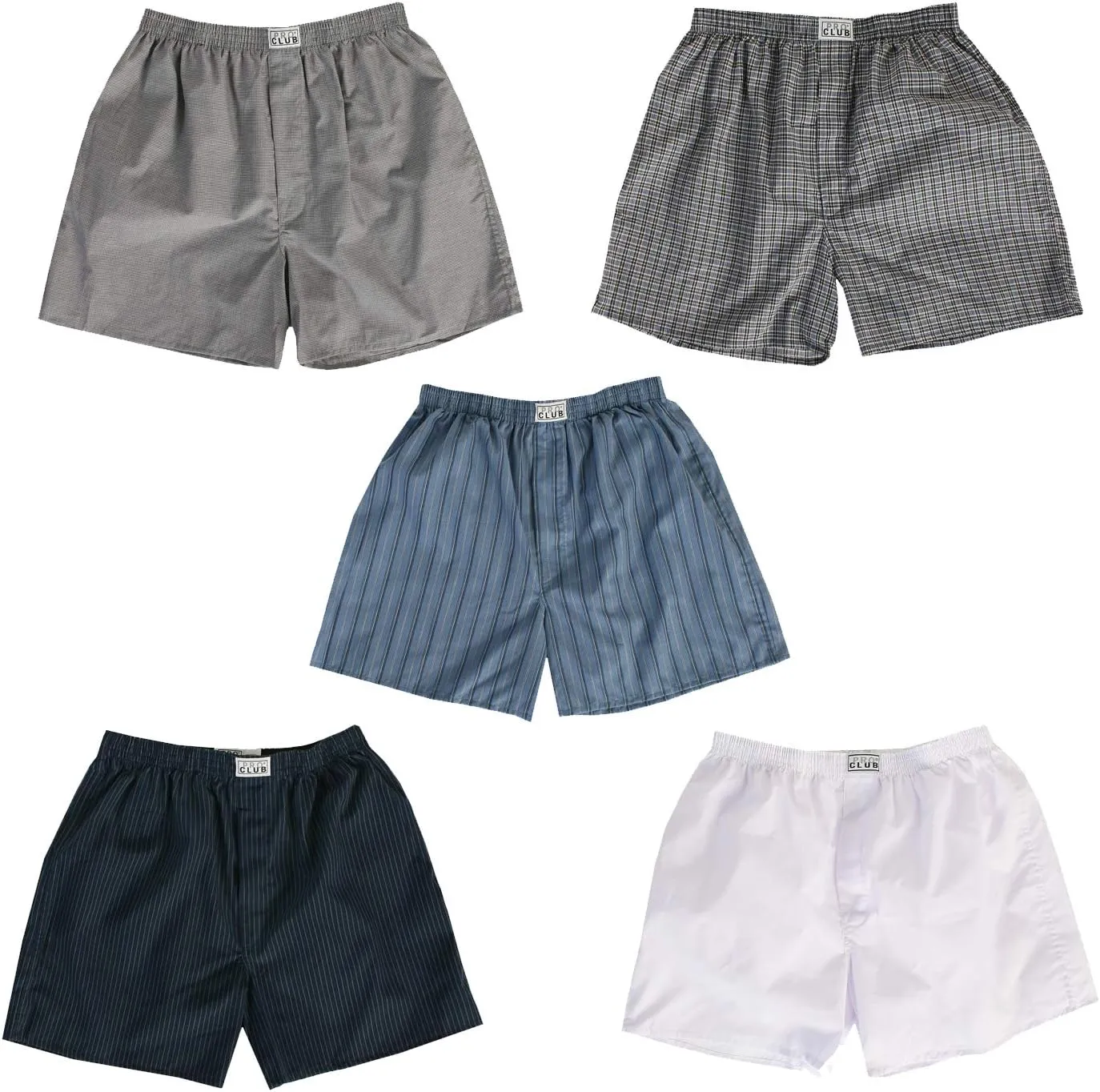 Pro Club Men's 2-Pack Classic Woven Boxers, Mix Colors