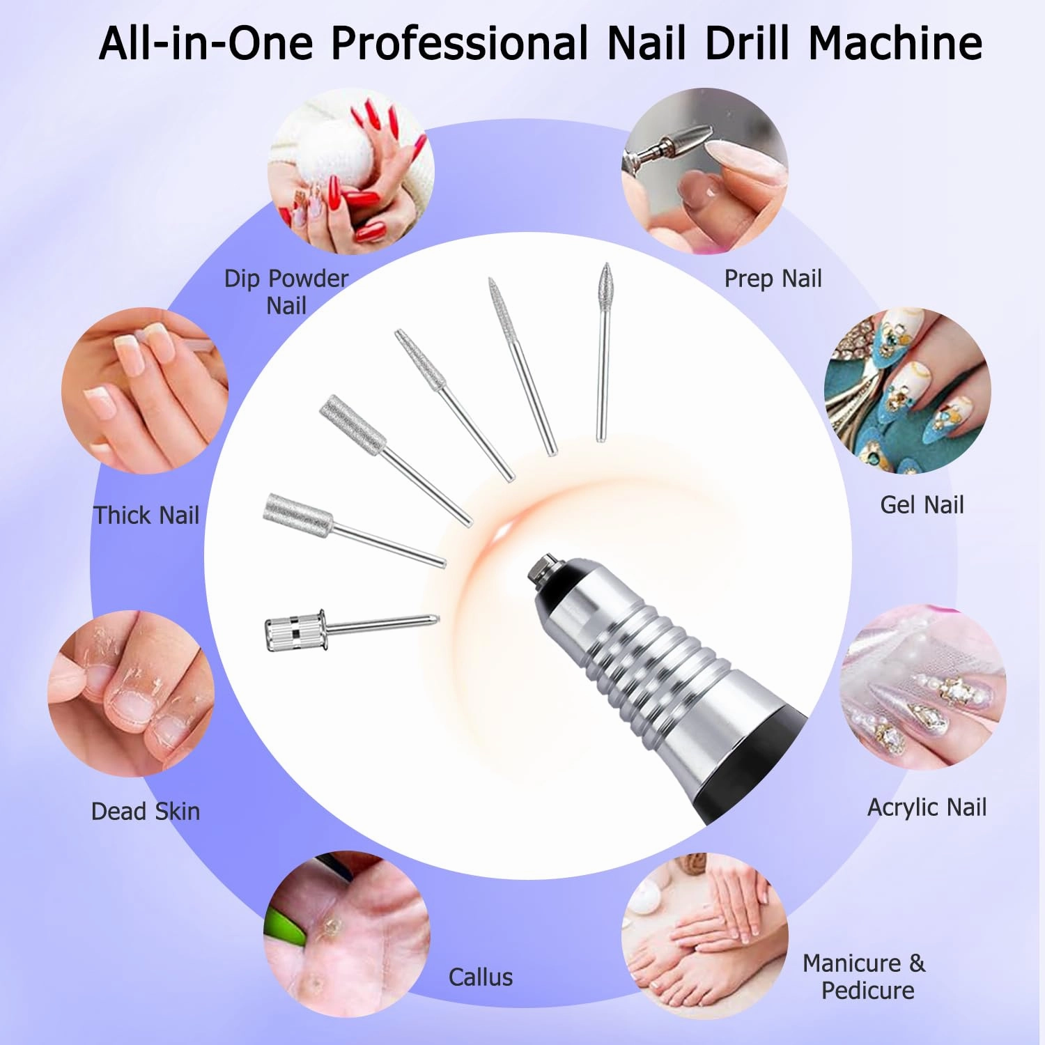 Professional Nail Drill with Pedal Black Nail Drill Set 30000 RPM Electric Nail File with Foot Pedal Nail Grinder E File NailDrill for Acrylic Nails Gel Nail Filer Electric for Home Or Salon