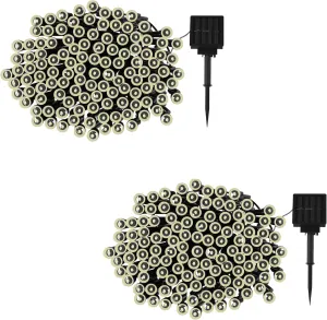 Pure Garden Solar Powered Outdoor String Lights - 200 LED Fairy Lights with Eight Light Modes - for Patio, Backyard, Holidays, and Events (White)