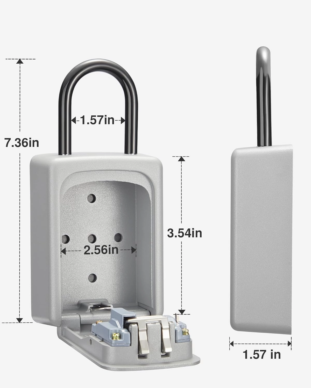 Puroma Lock Box, Large Key Lock Box Resettable Combination Code Lockbox, Portable Wall Mount Lockbox Waterproof Security Safe Box for Outside Outdoor Home Office Door Handle House Key, Silver (1 Pack)