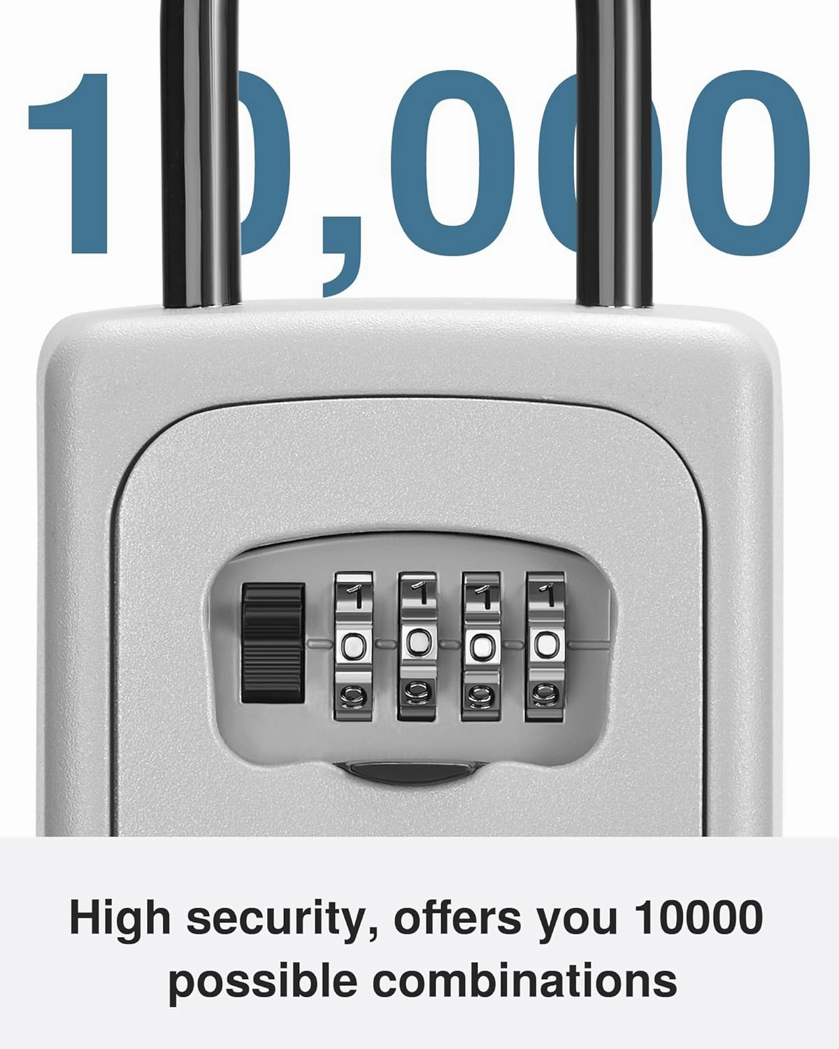 Puroma Lock Box, Large Key Lock Box Resettable Combination Code Lockbox, Portable Wall Mount Lockbox Waterproof Security Safe Box for Outside Outdoor Home Office Door Handle House Key, Silver (1 Pack)