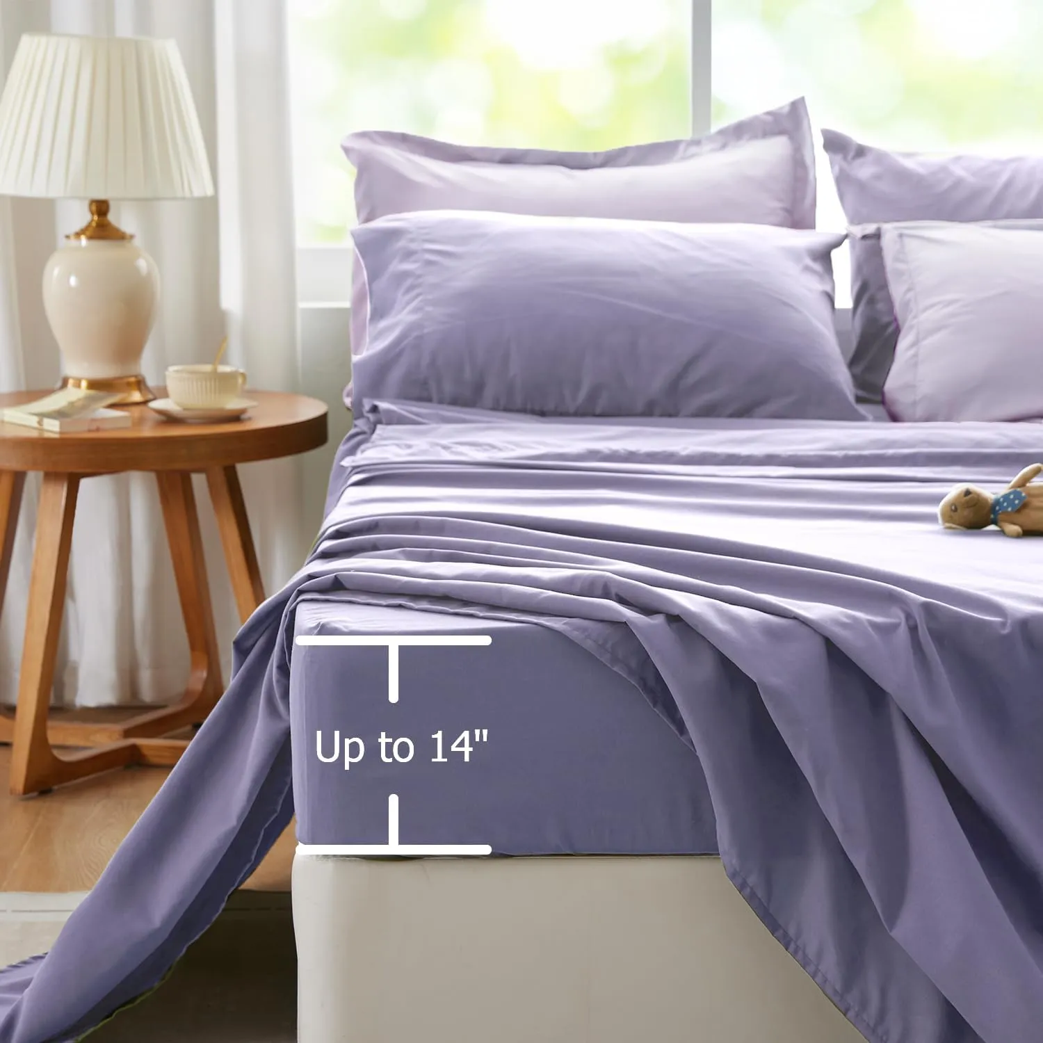 Purple Lavender Comforter Set Reversible Bedding Set, 7 Pieces Soft Bed in a Bag Full with Comforter, Sheets, Pillowcases & Shams, All Seasons Boho Bed Set