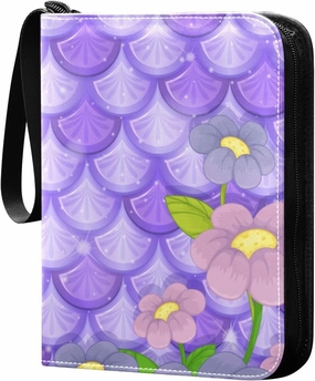 Purple-fish-scale-flowers Trading Card Protectors Holder Collectible Album for Sports Card Collection Storage 400 pockets Game Card Binder