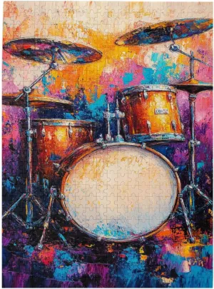Puzzle with 500 Pieces, Exquisite Drum Set, Ideal Choice for Musical Instrument Lovers, Wooden Jigsaw for Adults, Oil Painting Style Design, Decorate Home Walls, Unique Artwork