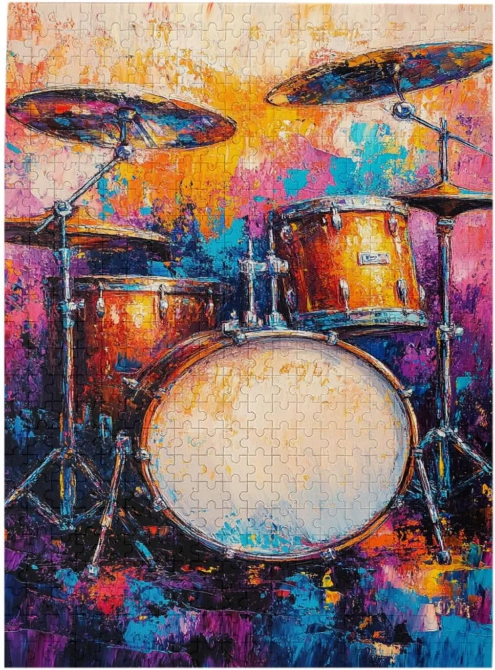Puzzle with 500 Pieces, Exquisite Drum Set, Ideal Choice for Musical Instrument Lovers, Wooden Jigsaw for Adults, Oil Painting Style Design, Decorate Home Walls, Unique Artwork