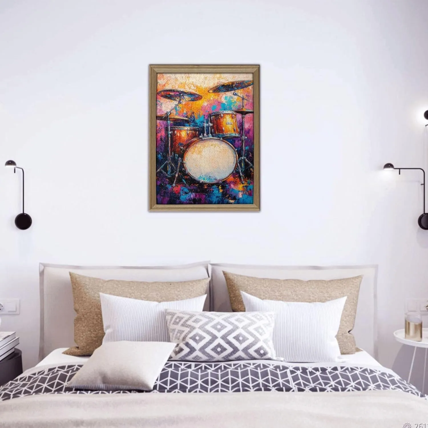 Puzzle with 500 Pieces, Exquisite Drum Set, Ideal Choice for Musical Instrument Lovers, Wooden Jigsaw for Adults, Oil Painting Style Design, Decorate Home Walls, Unique Artwork