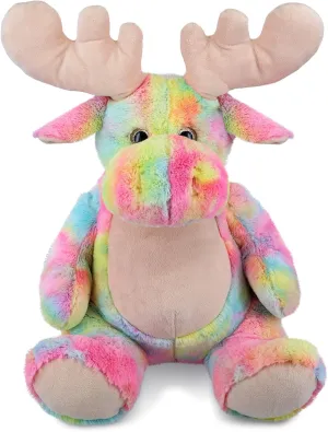 Puzzled DolliBu Rainbow Moose Stuffed Animal – Soft Huggable Moose Stuffed Toy, Adorable Playtime Wildlife Plush Toy, Cute Cuddle Gifts for Kids and Adults – 18 Inch